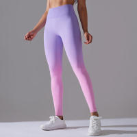 Yoga degradado para mujer, leggings de gimnasio de cintura alta, pantalones deportivos sin costuras, pantalones de entrenamiento para correr - details 16