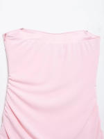 TRAFZA-vestido largo hasta el tobillo para mujer, vestido liso plisado con tirantes decorativos, elegante, ajustado, sin mangas, hasta el tobillo, 2025 - details 5