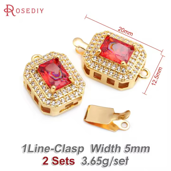2 juegos de collares de rombos de latón y circonita de Color dorado de 18K, cierres de conexión, accesorios de suministros para fabricación de joyas de alta calidad - 1