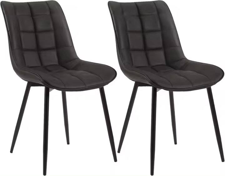 Sillas de Comedor de Diseño Metálico con Espalda Paquete de 2 Estructura de Tela Negro Antracita - 1