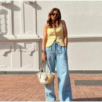 OUWU-Chaleco sin mangas de punto amarillo crema sólido para mujer, camiseta sin mangas con botones de una hilera y cuello cuadrado, Tops elegantes - details 10