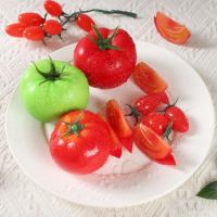 Mini adorno de tomate Artificial, modelo de tomate de simulación de plástico realista, artesanías, accesorios de verduras falsas, decoración del hogar, 5 uds. - details 5