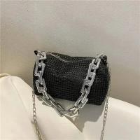 Bolso tipo cubo con diamantes de imitación de versión completa, bolso con bola de cadena brillante, mini bolso cruzado para mujer - details 16