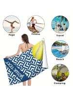 Toalla Veet de playa personalizada con nombre personalizado, con estampado de tenis, microfibra ultrasuave, de secado rápido y sin arena, azul y blanco, 1 ud. - details 5
