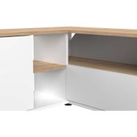 mesa de TV esquinera, blanco y roble natural, 90x90x45 cm - details 5