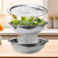 3 unids/set 3 en 1 lavabo de drenaje para lavar verduras con colador, fregadero con cubierta de rallador, lavabo de arroz de gran capacidad - details 4