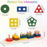 Juguetes de Madera Apilar y Encajar, 21 Piezas, Montessori de 1, 2 y 3 Años, Apilador Geométrico de Madera - details 1