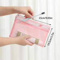 Bolsa De Maquillaje Mini De Malla Rosa Con Multípocket Bolsa De Baño Portátil Para Viajes Estilo Fashion Cierre De Cremallera - details 0