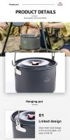 Widesea-Olla colgante para acampar, utensilios de cocina para exteriores, vajilla de bombeo para 4-6 personas, Picnic, turismo - details 2