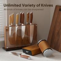 Juego de afilador de cuchillos rodante de madera de primera calidad con 15 °   & 20 °   Ángulos magnéticos |   Ideal para cuchillos de cocina, cuchillas y tijeras de chef: duradero, lavable, no requiere ensamblaje, marrón claro, kit de afilado de cuchillo - details 5