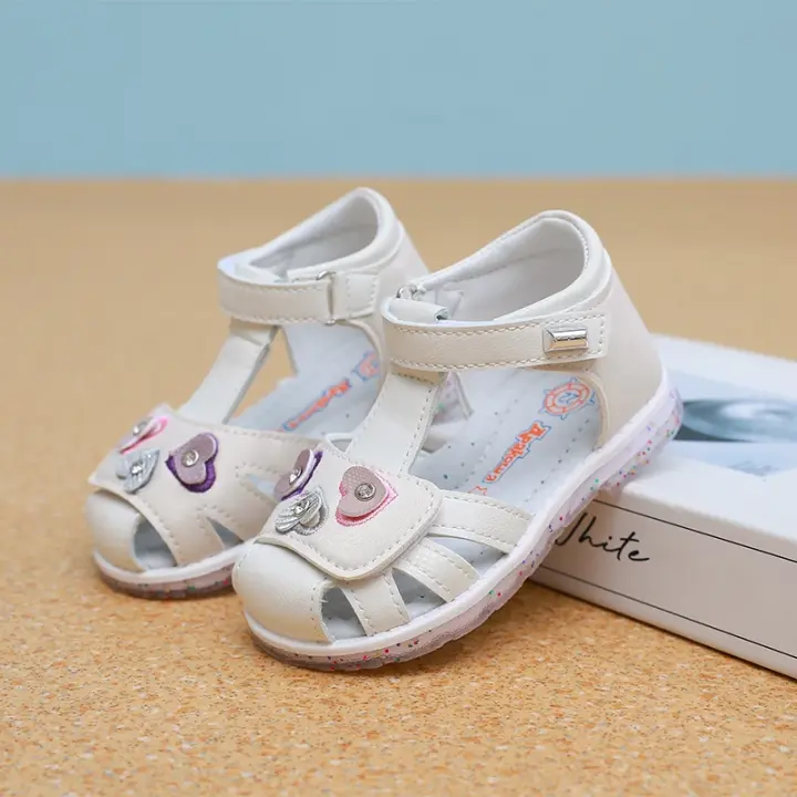 Sandalias de playa para niña pequeña, zapatos transpirables con huecos, punta cerrada, verano - 1
