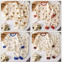 Conjunto de Pijama de Algodón Puro para Niños Cálido, Manga Larga, Dibujos Animados - details 0