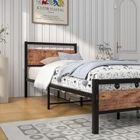 Marco de cama individual de metal con cabecera, mueble de dormitorio - details 3