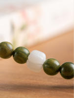Cadena de suéteres retro de sándalo verde con raíces Bodhi de jade blanco - details 3