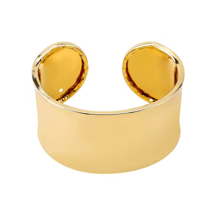 Pulsera retro simple de metal pesado. Versión ancha de diseño brillante, moderno y versátil de la pulsera abierta. - 1
