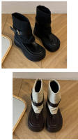 Botas Cortas Retro para Mujer Versión Coreana con Suela Gruesa, Cinturón con Rebloque, Punta de Botas Redonda - details 8