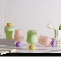 Taza colorida de tulipán con pies de agua, taza de borosilicato alto, corazón de niña, vino, leche, vaso - details 0