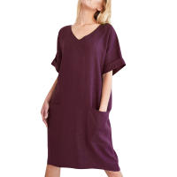 Minivestido holgado vintage de algodón y lino de talla grande - details 11