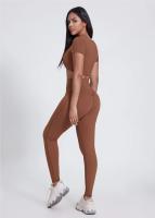SHINBENE-Top de manga corta con doble forro para mujer, camisetas ajustadas con cuello en V, Camisetas básicas bonitas de verano - details 4