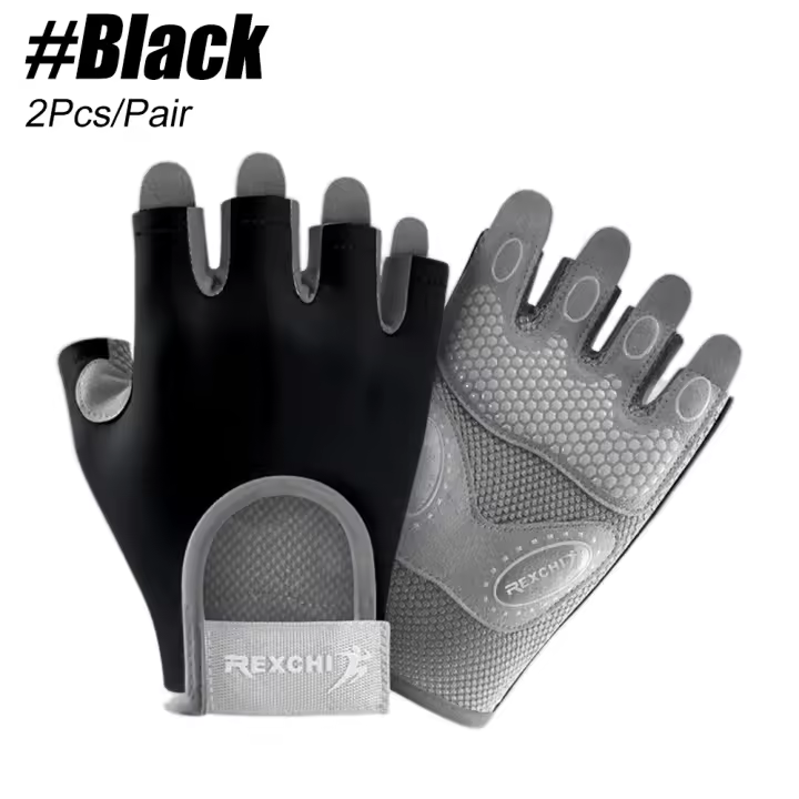 Guantes de ciclismo antideslizantes para mujer, manoplas finas y transpirables de medio dedo para gimnasio, levantamiento de pesas, Yoga, culturismo y entrenamiento, 1 par - 1