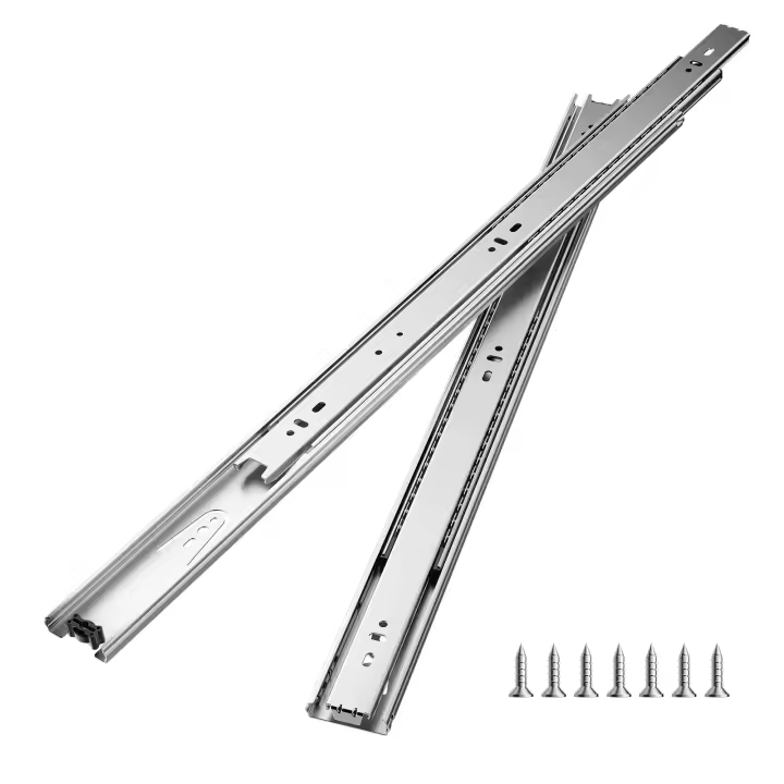 SucceBuy Correderas para cajones de 22 pulgadas, 10 pares de rieles para gabinete con rodamiento de bolas de extensión completa, capacidad de carga de 100 libras, correas para cajones de tocador de alta resistencia - 1