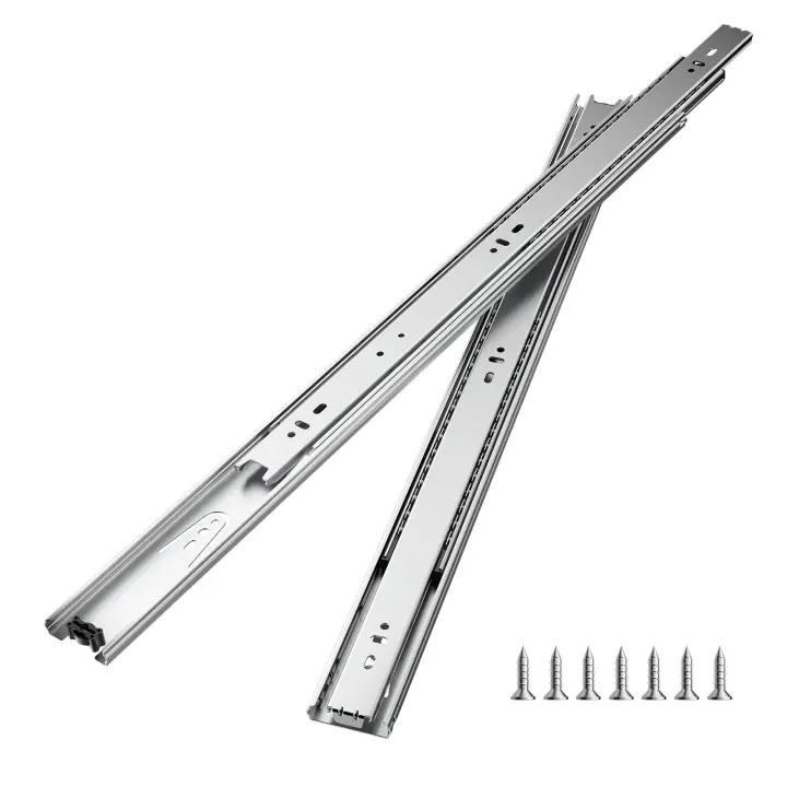 SucceBuy Correderas para cajones de 22 pulgadas, 10 pares de rieles para gabinete con rodamiento de bolas de extensión completa, capacidad de carga de 100 libras, correas para cajones de tocador de alta resistencia - 1