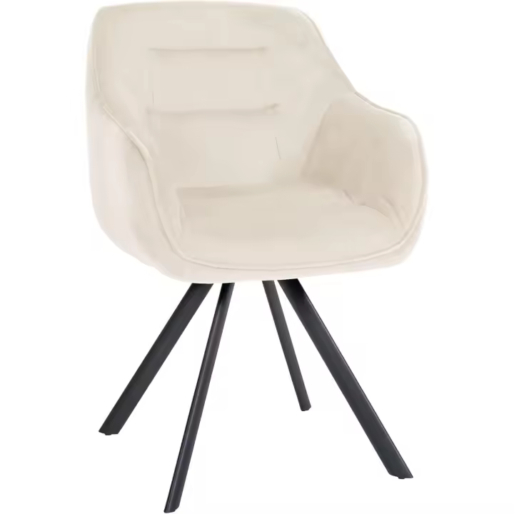 Silla de comedor Russel moderna tapizada en terciopelo o tela o sillón giratorio acolchado con reposabrazos - 1