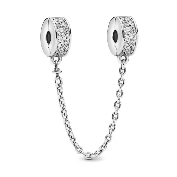 Abalorio de Cadena DE SEGURIDAD DE Plata 925 con Piedras de circón brillantes para la fabricación de joyas, pulsera de tapa de circón de Plata 925 Original, HYC950-1 - 1