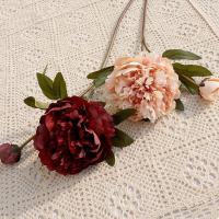 Ramo de flores de peonía artificiales de 2 cabezas hecho a mano simulación exquisita peonía ramas de peonía de seda realista decoración del banquete de boda - details 18