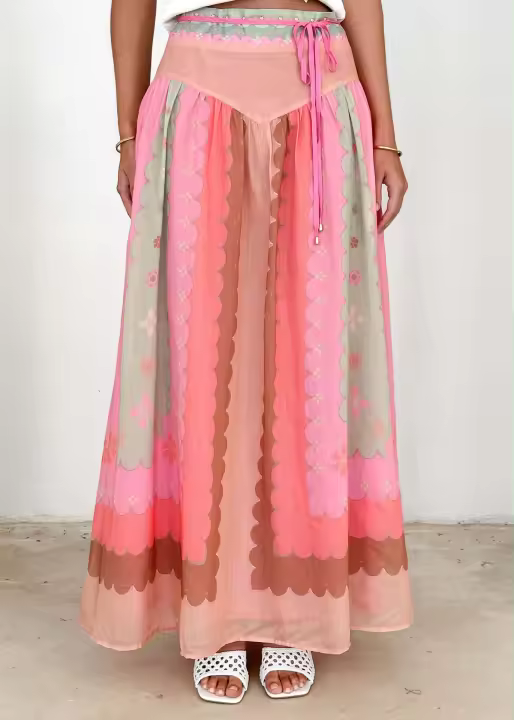 Vestido largo para vacaciones en la playa, con tirantes estampados y falda grande, falda de medio cuerpo de estilo étnico, novedad de 2025 - 1