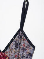 Vestido Elegante de Verano sin Mangas OUWU Estilo de Vacaciones con Estampado, Cuello en V, Ajuste Aretes - details 7