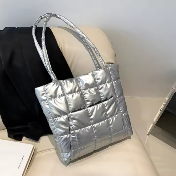 Bolso de mano para mujer, bolso de hombro de gran capacidad, alta calidad, color sólido, invierno - 1