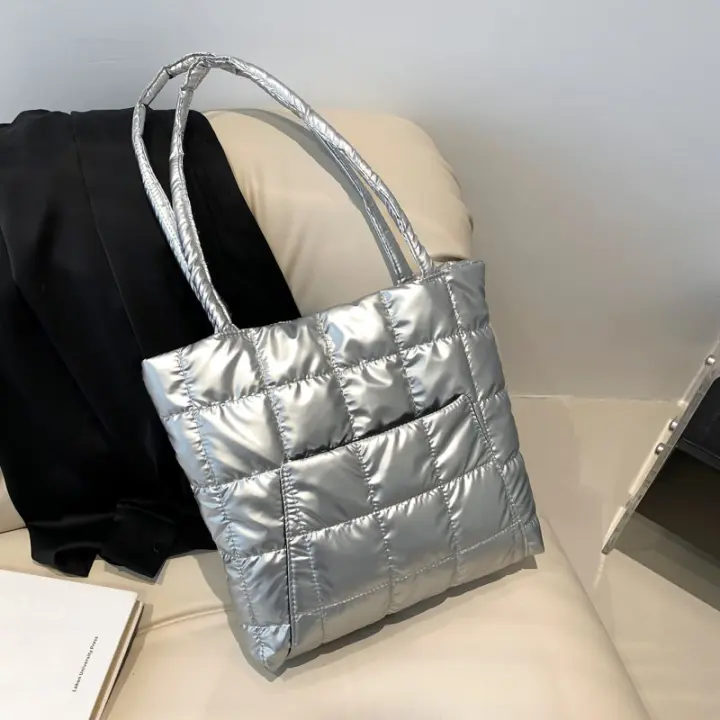 Bolso de mano para mujer, bolso de hombro de gran capacidad, alta calidad, color sólido, invierno - 1