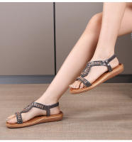 Sandalia Plana Mujer 2025 Punta Redonda con Cristales - Diseño Transpirable Boho Chic, Zapatos de Verano Cómodos para Playa, Fiesta y Diario, Moda Primavera-Verano - details 10