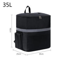 Bolsa térmica extra grande de 35L, impermeable, negra, con asa para el hombro, para entrega y capacidad para alimentos frescos. - details 0