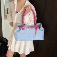 Bolso de hombro vaquero con cierre de cerrojo Simple, bolso elegante Vintage de gran capacidad para axila, bolso de mano informal de PU elegante para mujer - details 4