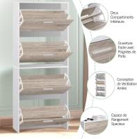 Mueble zapatero de 12 pares - Estantería de gran capacidad para vestíbulo o pasillo - (ancho) 60 x (profundidad) 24 x (alto) 80 cm - Madera clara blanca - details 62