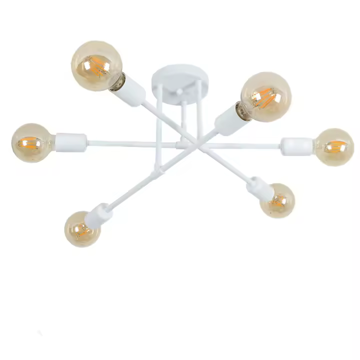 Plafón de Techo Moderno GOECO, E27 Sin Bombilla, 6 Cabezales, Blanco, 60*60*20 CM - 1