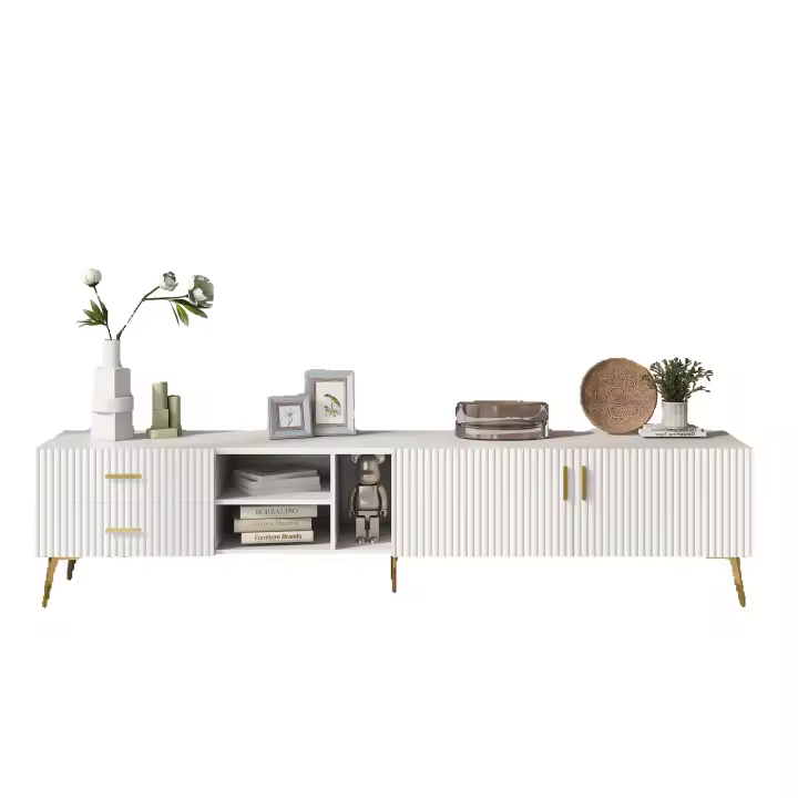 Soporte de TV de Madera Moderno para Televisión de 75 Pulgadas Lowboards, TV-Boards, TV-Konsolen, Centro de Entretenimiento Blanco - 1
