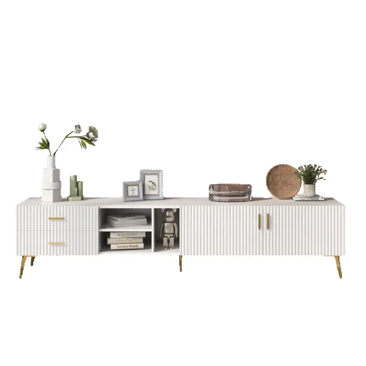 Soporte de TV de Madera Moderno para Televisión de 75 Pulgadas Lowboards, TV-Boards, TV-Konsolen, Centro de Entretenimiento Blanco - 1