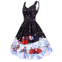 Vestido midi de fiesta elegante sin mangas con estampado floral y tirantes finos para mujer - details 67
