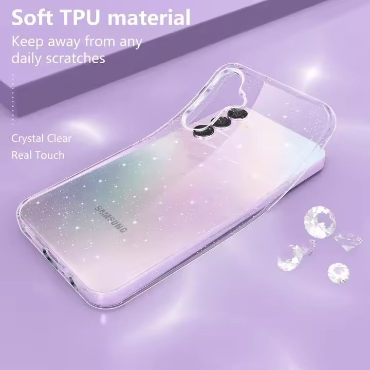 Funda con purpurina para Samsung Galaxy A55 A35 A15 A25 S24 Ultra S23 FE S22 Plus S21 S20 Note 20 A14 5G A54 A34 A33, accesorios 1 - 1