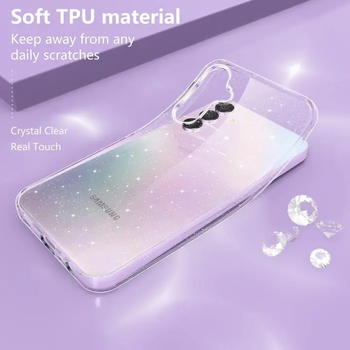 Funda con purpurina para Samsung Galaxy A55 A35 A15 A25 S24 Ultra S23 FE S22 Plus S21 S20 Note 20 A14 5G A54 A34 A33, accesorios 1 - 1