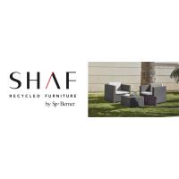 Set de muebles jardin y terraza antracita con dos sillones y una mesa de plastico, simil del ratan.