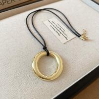 Collar con colgante geométrico en forma de U grande Punk para mujer y hombre, cadena larga ajustable de cuero con forma de herradura para suéter, collares, joyería - details 19