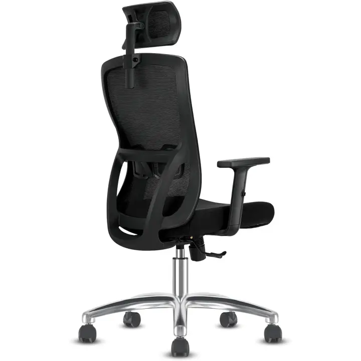 Silla ergonómica con reposacabezas ajustable, reposabrazos, soporte lumbar, silla de oficina con altura regulable y oscilación de 90 ° -120 ° Silla giratoria con capacidad de peso de 150 kg - 1