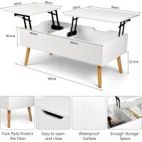 Mesa de Centro, Mesa de Centro Regulable en Altura, Extraíble, Extensible, Compartimento de Almacenaje Oculto Independiente, Tablero Elevable Doble, Mesa de Sofá de Salón, Color Nogal - details 46