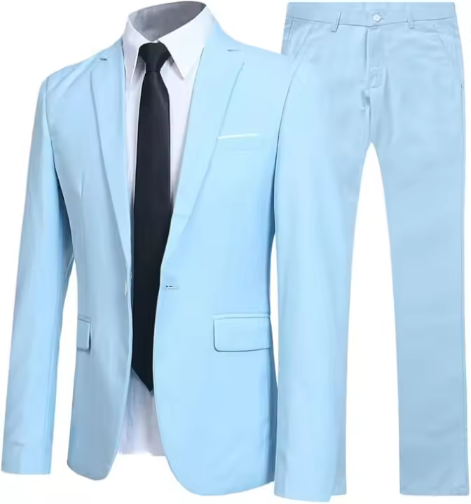 Traje de negocios ajustado para hombre, chaqueta y pantalones, 2 piezas - 1