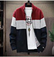 Suéter de invierno para hombre, cárdigan de terciopelo con cuello alto, informal, con cremallera, grueso y cálido - details 7