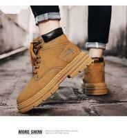 Botas altas para hombre, zapatos de cuero planos informales y versátiles con suela gruesa, compatibles con tablero de trabajo, moda de invierno, 2025 - details 11